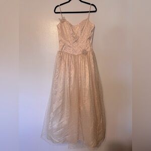 Gunne Sax Princess Tulle Glitter Prom Dress Blush Pink Butterfly Corset Size 10
